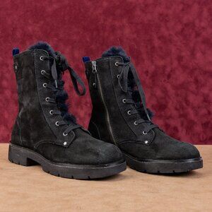 OTBT Women Summit Black Distressed Suede Zip Lace-out Combat Boots sz 8.5